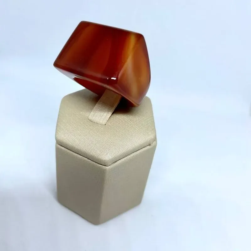 Anel Pedra Agata Vermelha