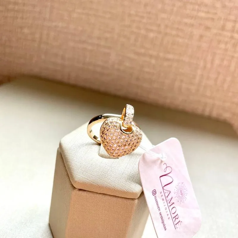 Anel Pingente Coração Crav Luxo
