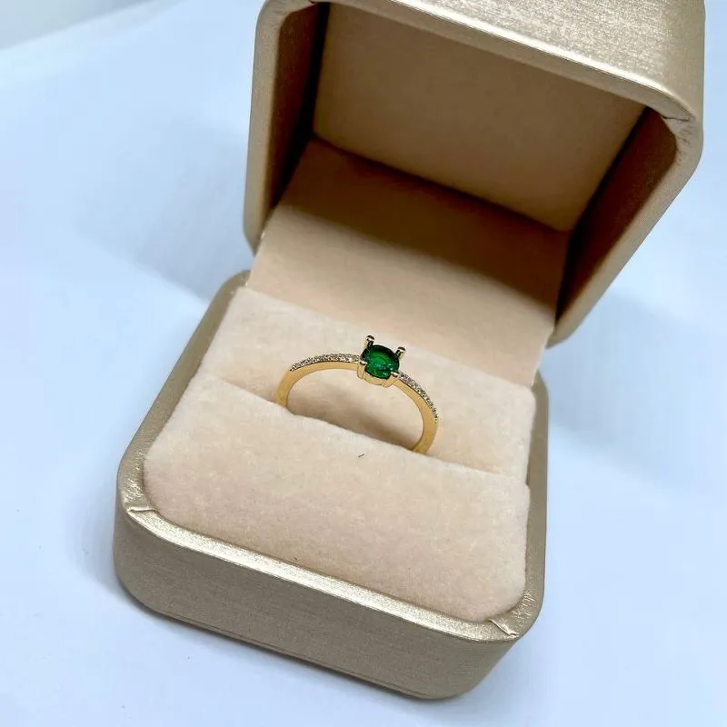 Anel Solitário Verde