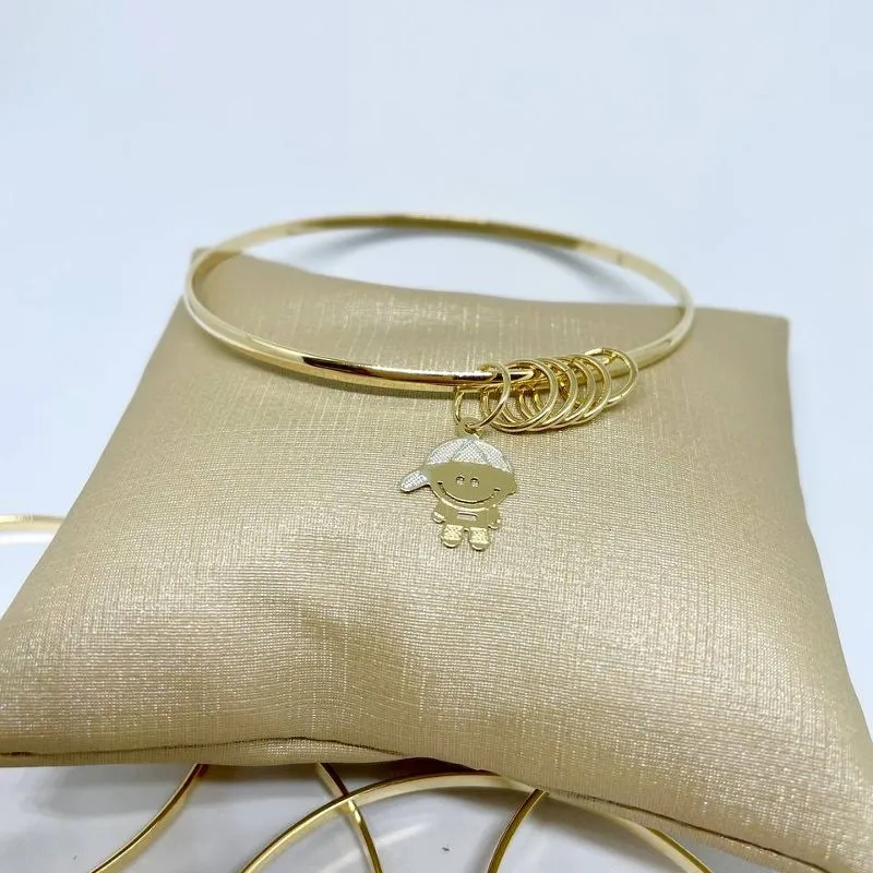 Bracelete Liso com Argolas e Menino
