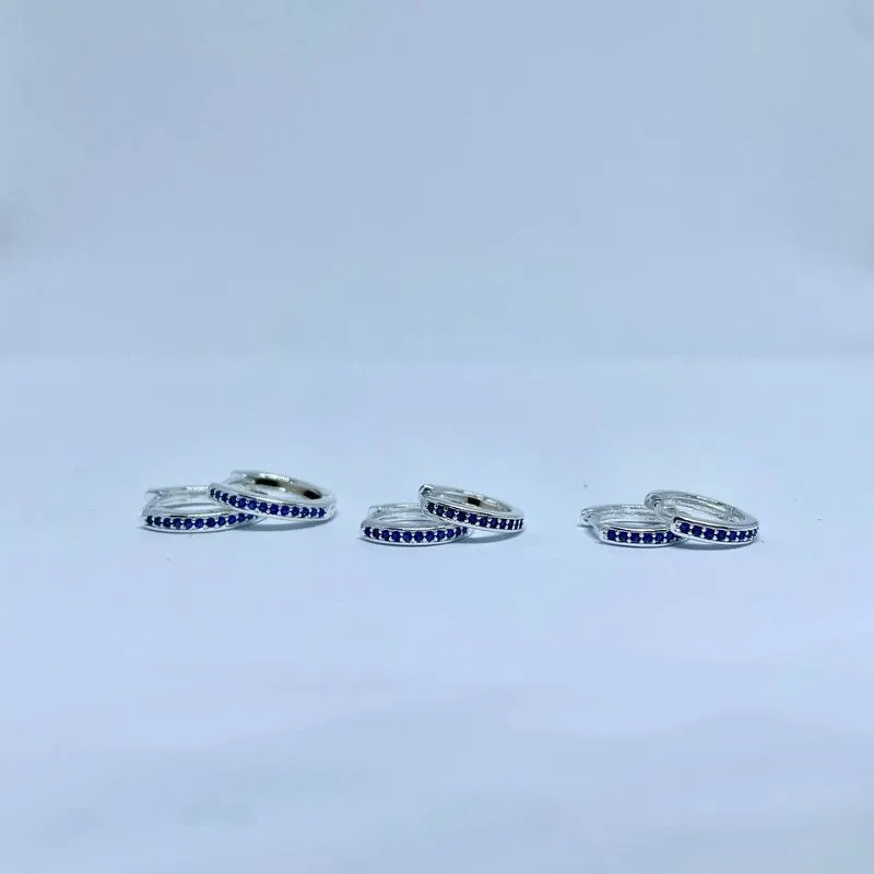 Brinco Argola Crav Azul Ouro Branco P