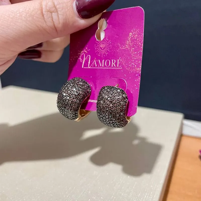 Brinco Argola Luxo Cravejada