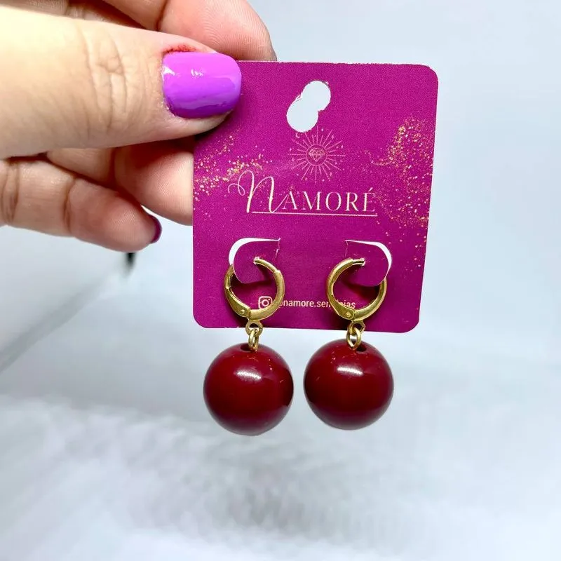 Brinco de Esfera 16mm Marsala
