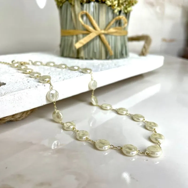 Choker de Pérolas Achatadas Banhada