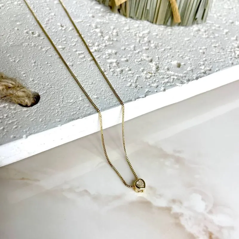 Colar Coração Banhado Cristal