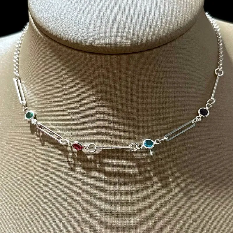 Colar Cristais Coloridos Cartier Prata