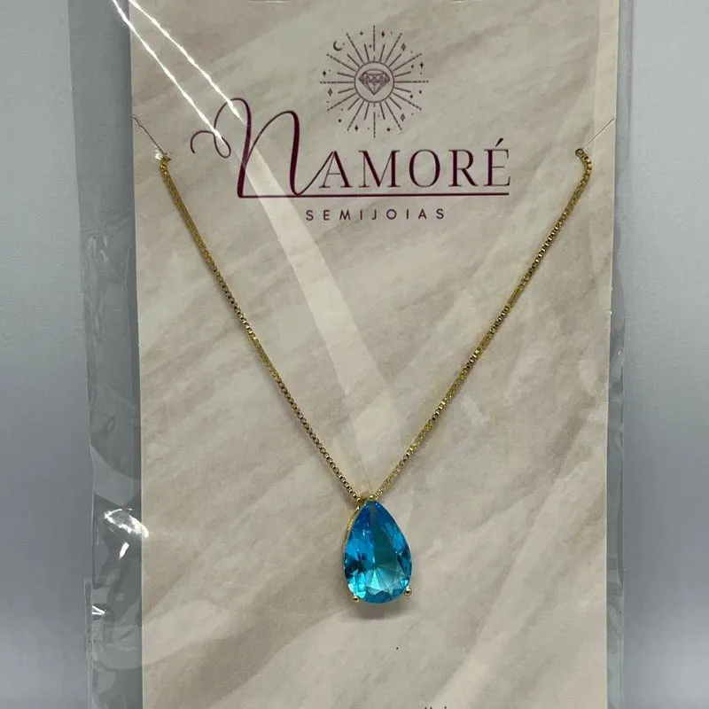 Colar Gota Azul Claro