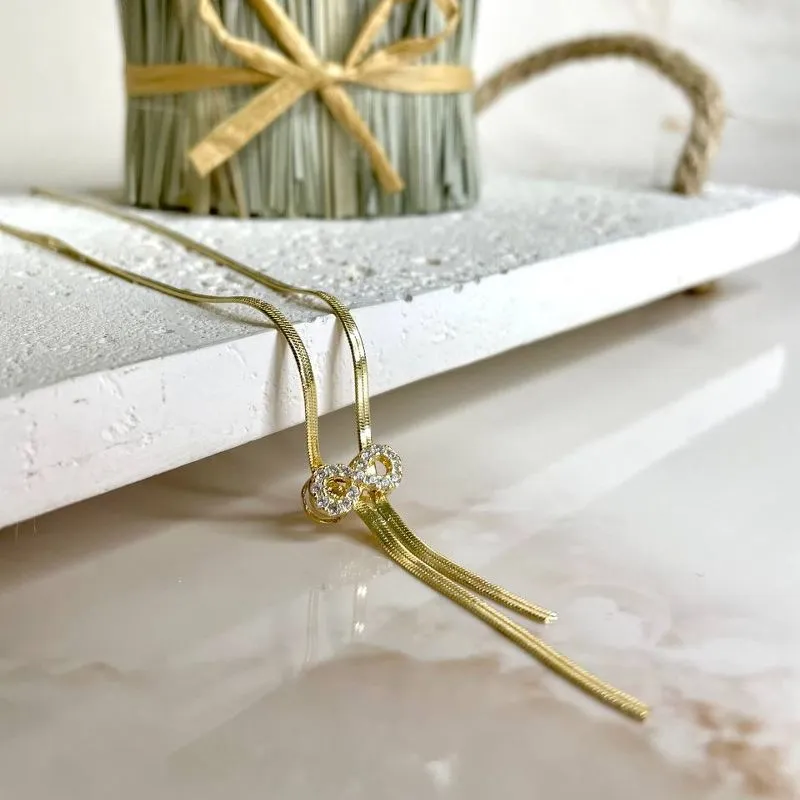 Colar Infinito Fita Cristal