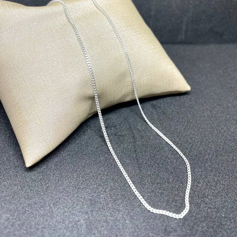 Colar Liso Fino Banho Ouro Branco