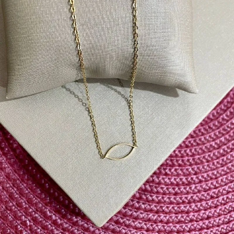 Colar Oval Vazado Mini Elo Portugues