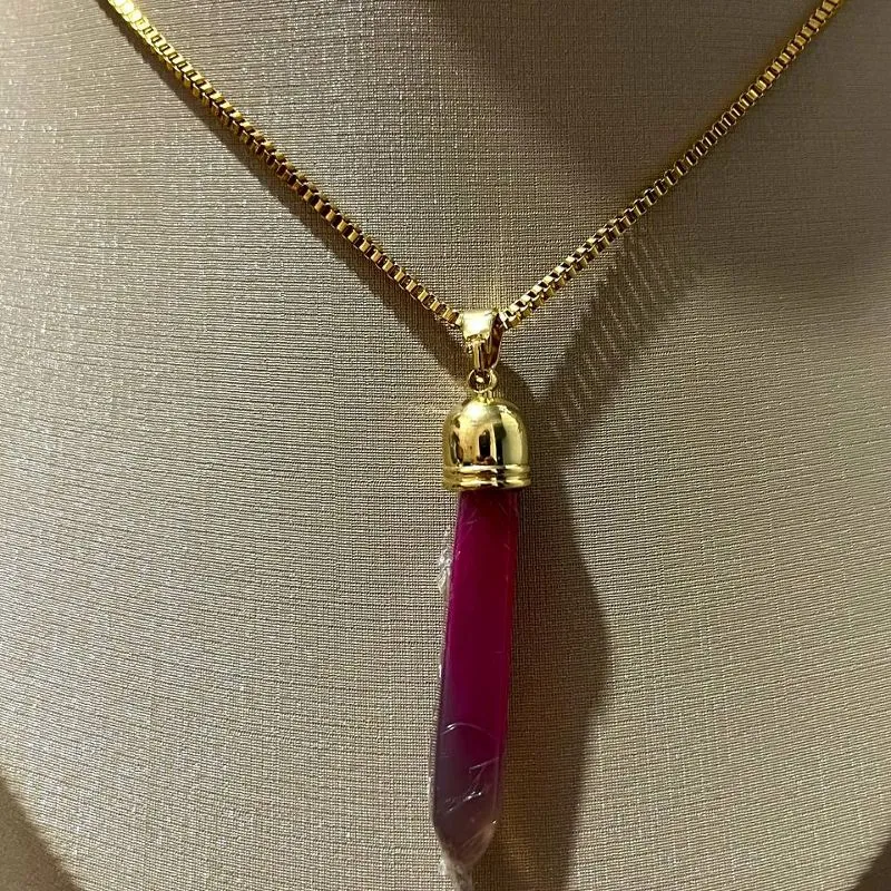 Colar Pendulo Agata Rosa