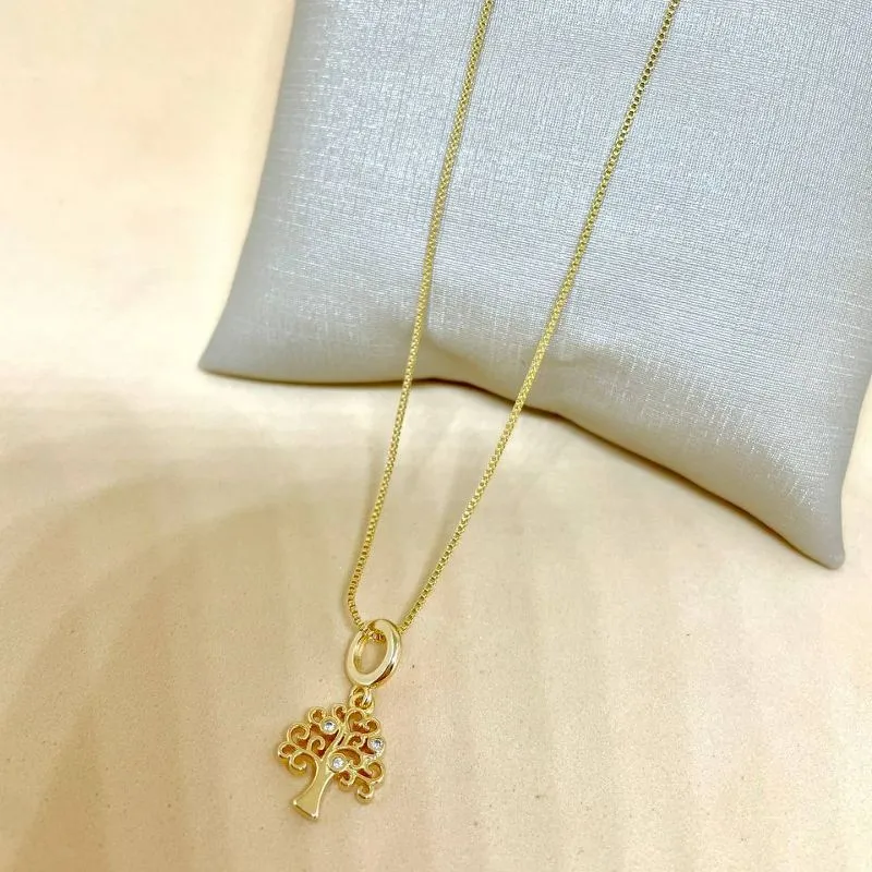 Colar Veneziana Pg Arvore Galhos Coração