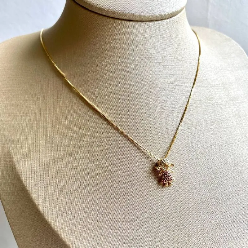 Colar Veneziana Pg Menina Crav Rosa