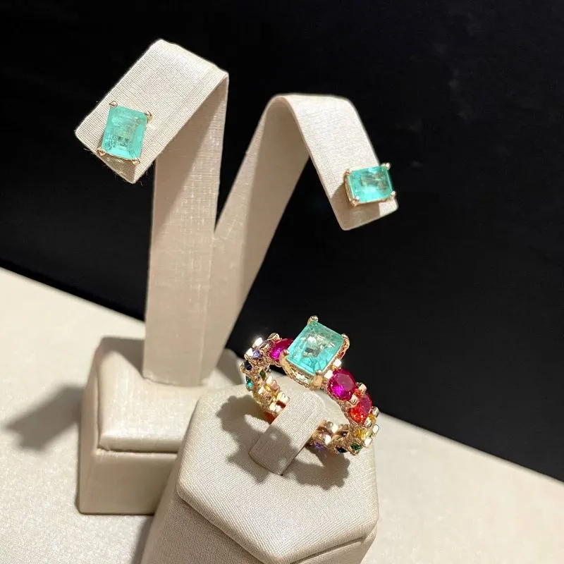 Conjunto Aliança Colorida com Brinco