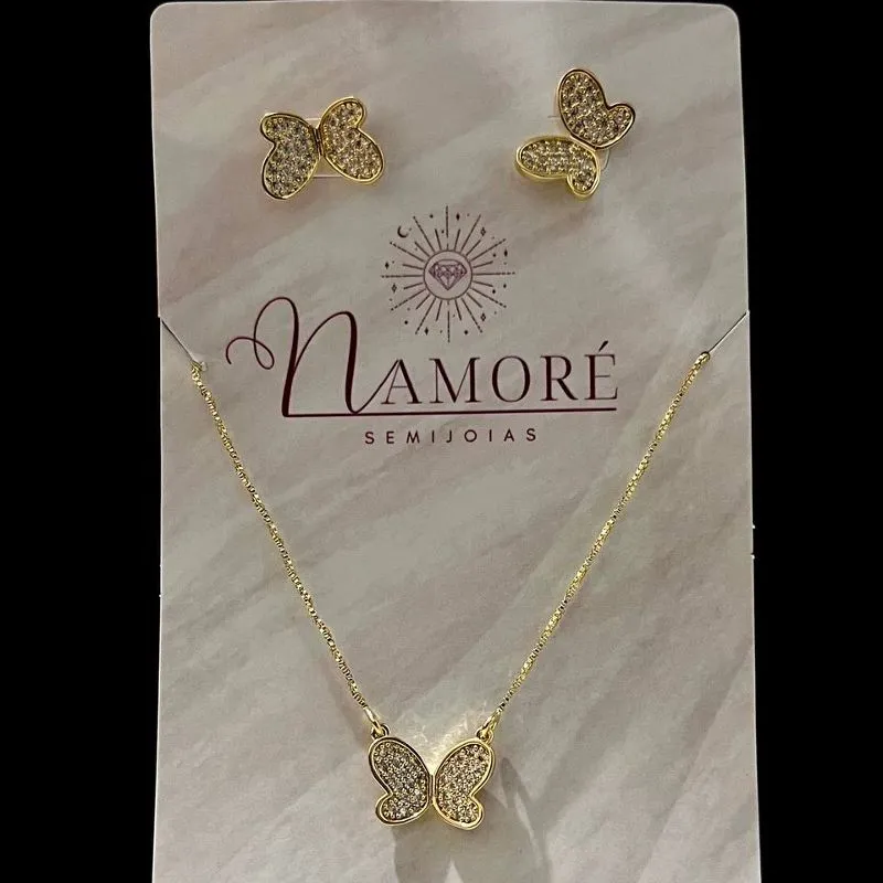 Conjunto Borboleta Crav Cristais