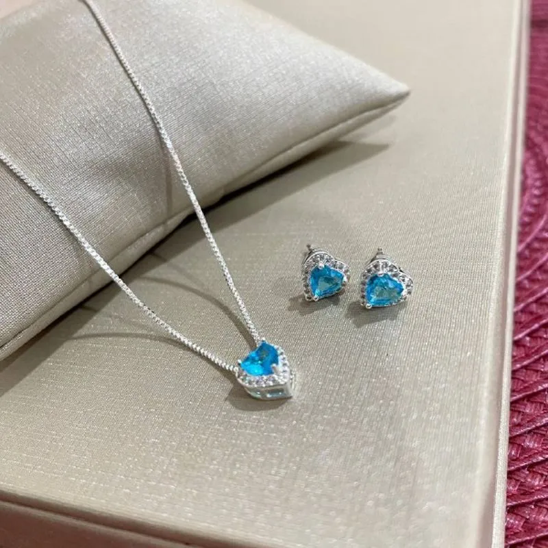 Conjunto Gotas Coração Azul