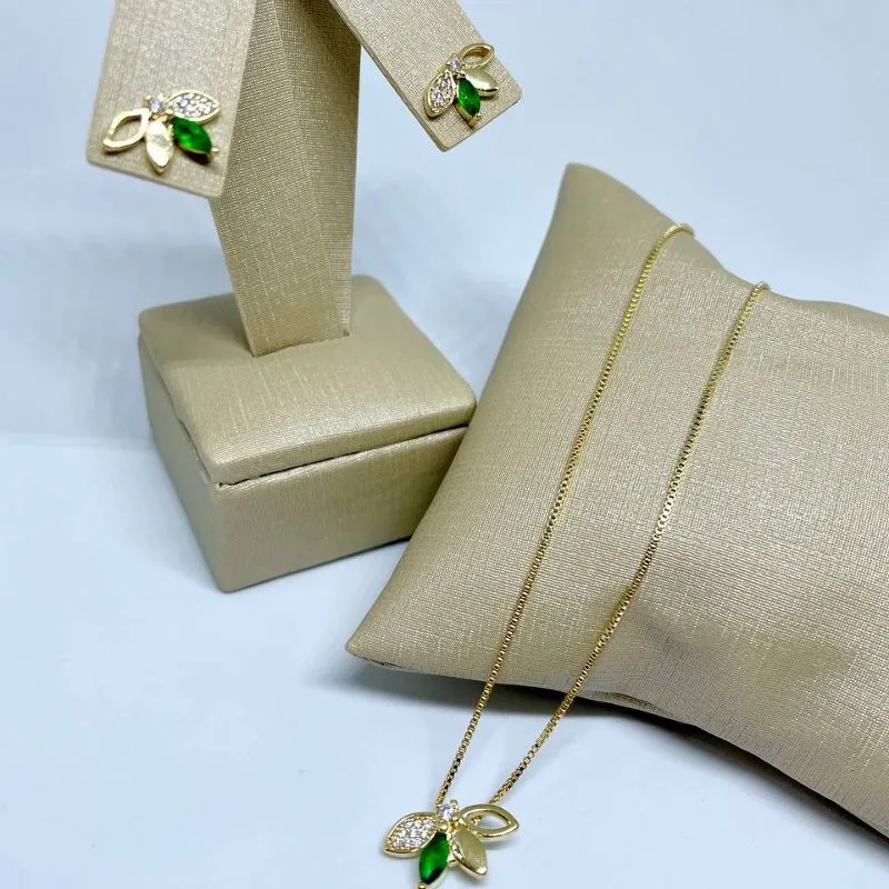 Conjunto Meia Flor Esmeralda