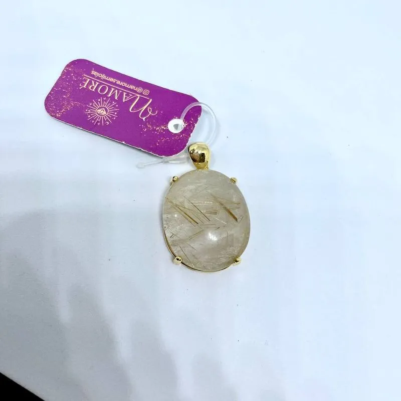 Pingente Pedra Rutilo Dourado