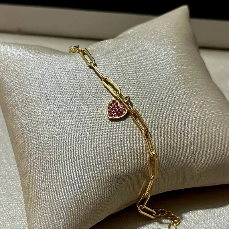 Pulseira Cartier com Coração Crav Rosa