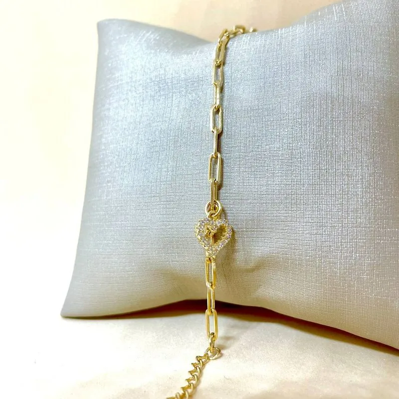 Pulseira Cartier com Coração Cravejado