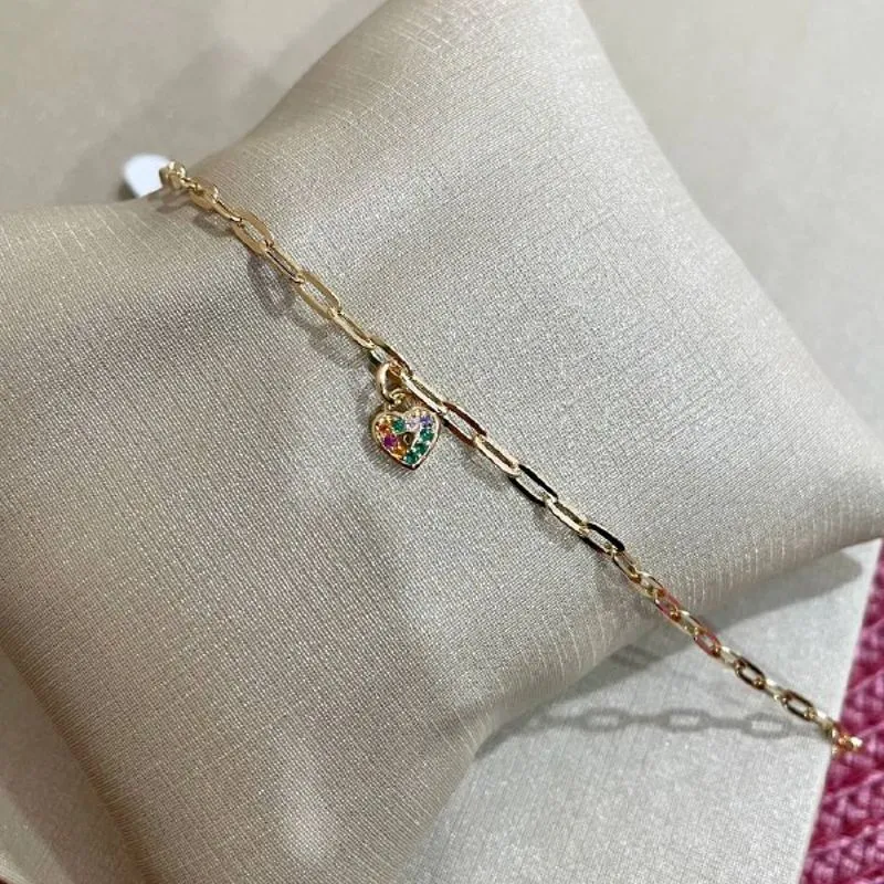 Pulseira Cartier com Coração Cravejado Colorido