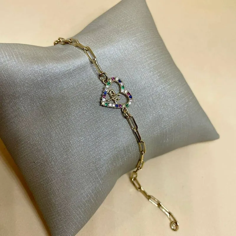 Pulseira Cartier com Coração Fé Colorido