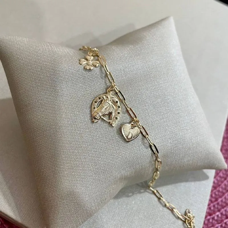 Pulseira Cartier com Trevo/Cavalo/Coração Nossa Sra.