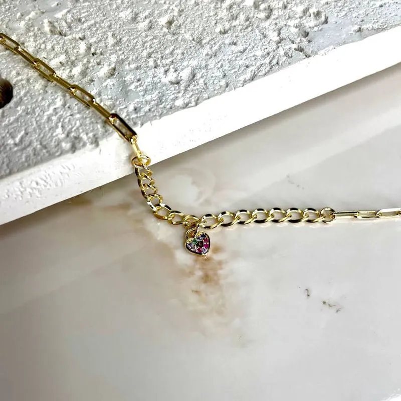 Pulseira com Coração Cravejado