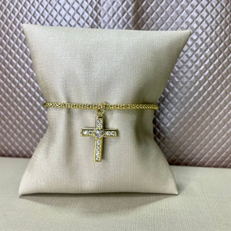 Pulseira com Crucifixo de Zirconia
