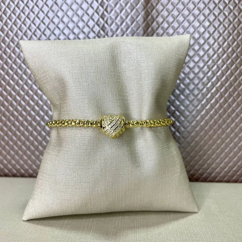 Pulseira com Entremeio Coração Cravejado