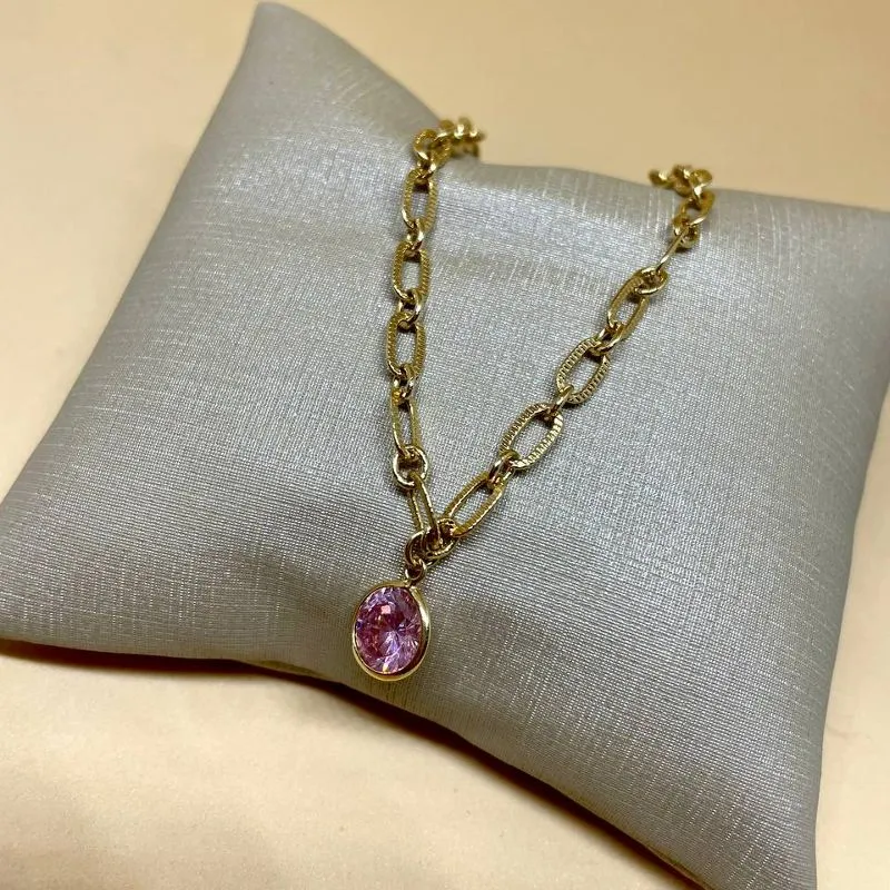 Pulseira com Pedra Rosa