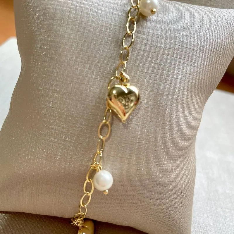 Pulseira Coração e Pérola