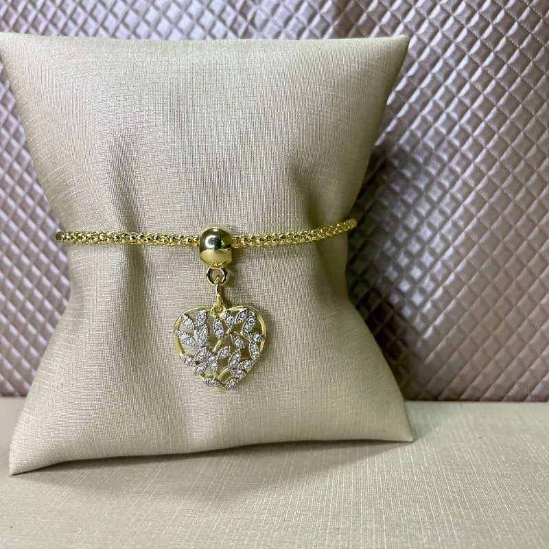 Pulseira Coração Vazado Cravejado