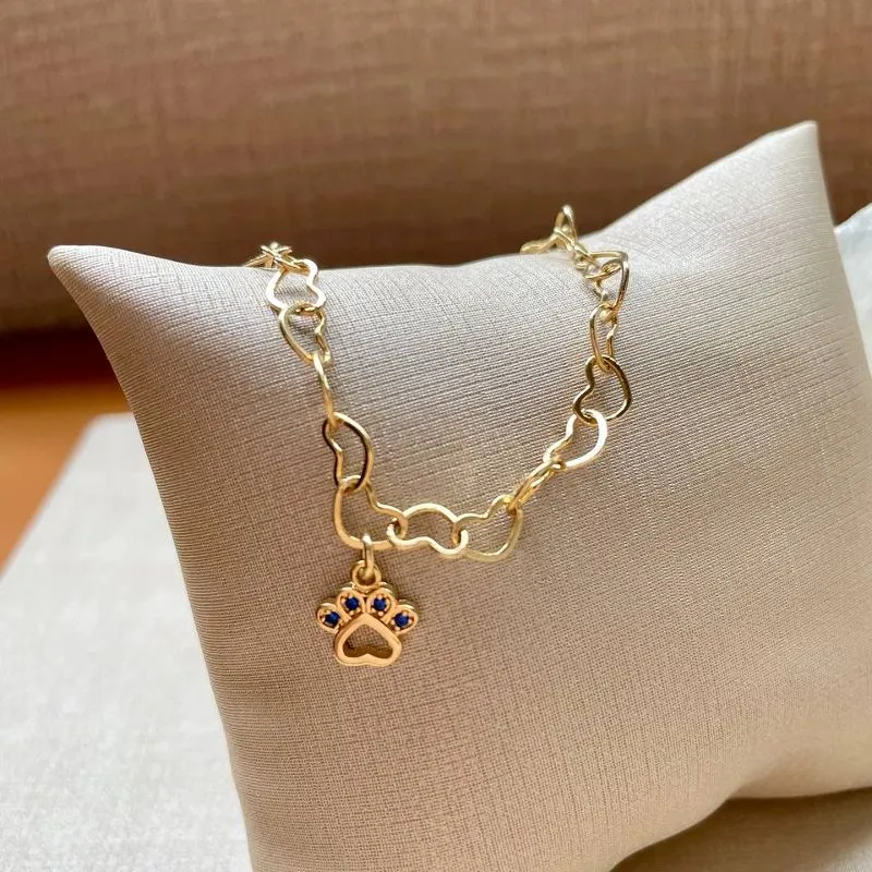Pulseira Corações c Pata de Cachorro
