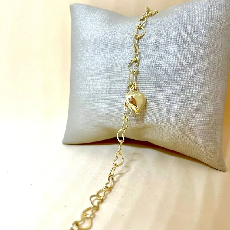 Pulseira Corações com Pg Coração Liso
