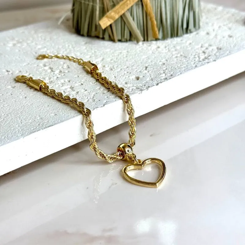 Pulseira Cordão Baiano com Coração