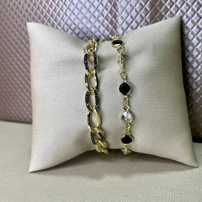 Pulseira Cravejada com Zirconias Negras