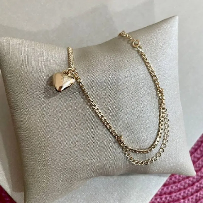 Pulseira Dupla com Coração Liso