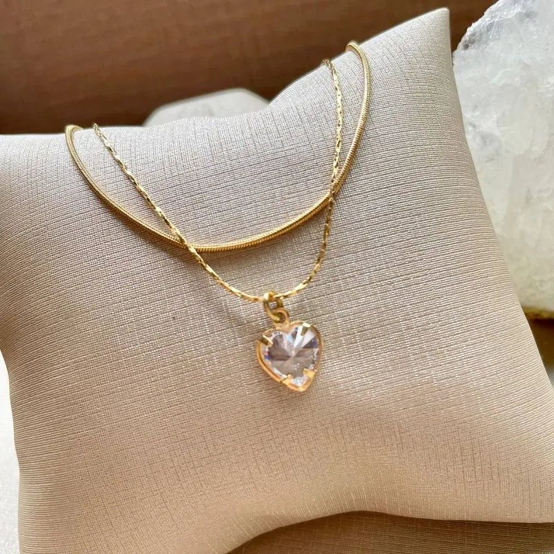 Pulseira Dupla Coração Cristal