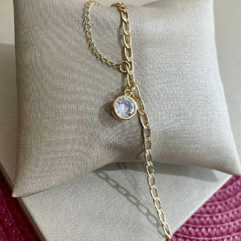 Pulseira Dupla Diamantada com Cristal