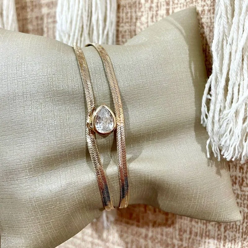 Pulseira Dupla Fita com Gota