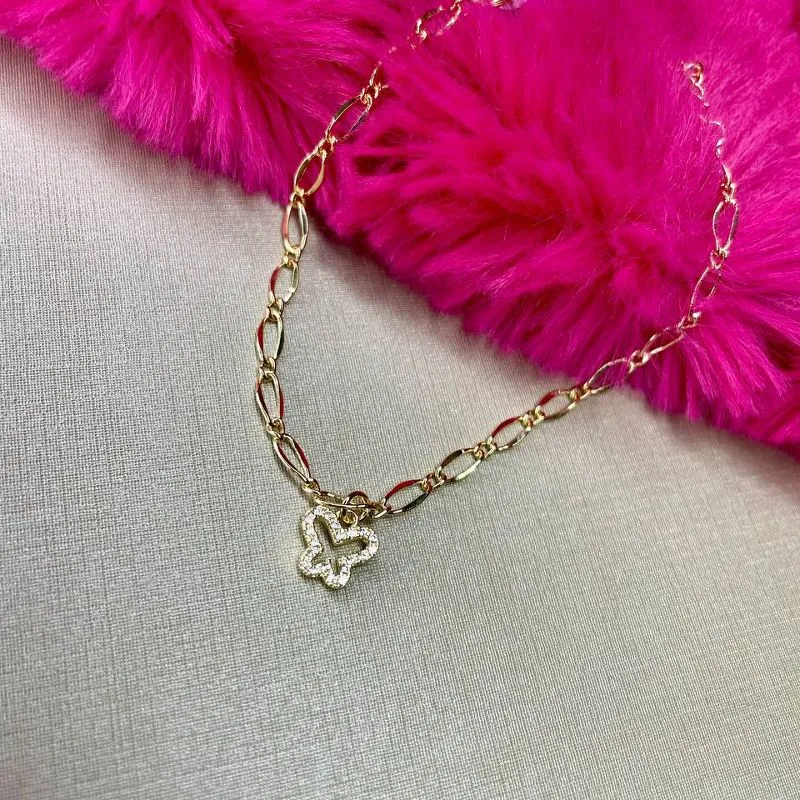 Pulseira Elo Clássico com Borboleta