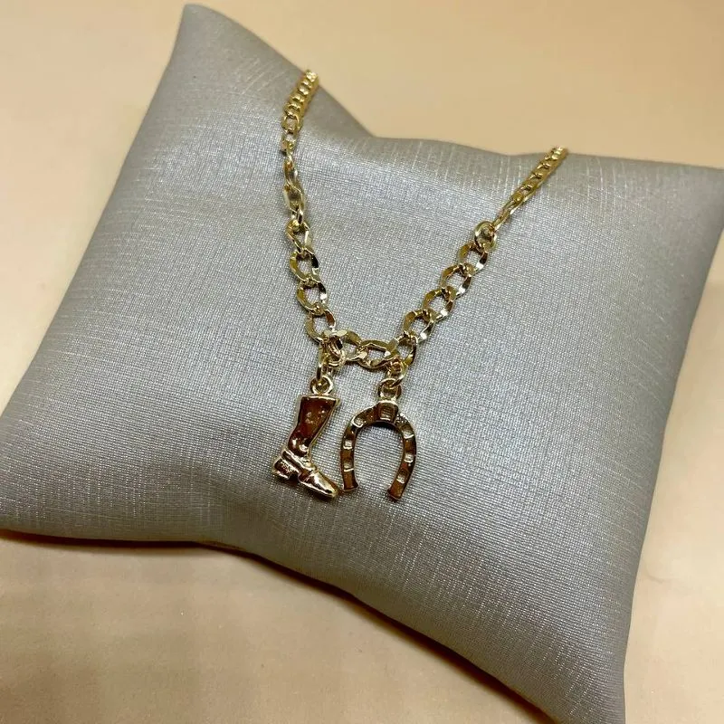Pulseira Elo Clássico com Pg Bota e Ferradura