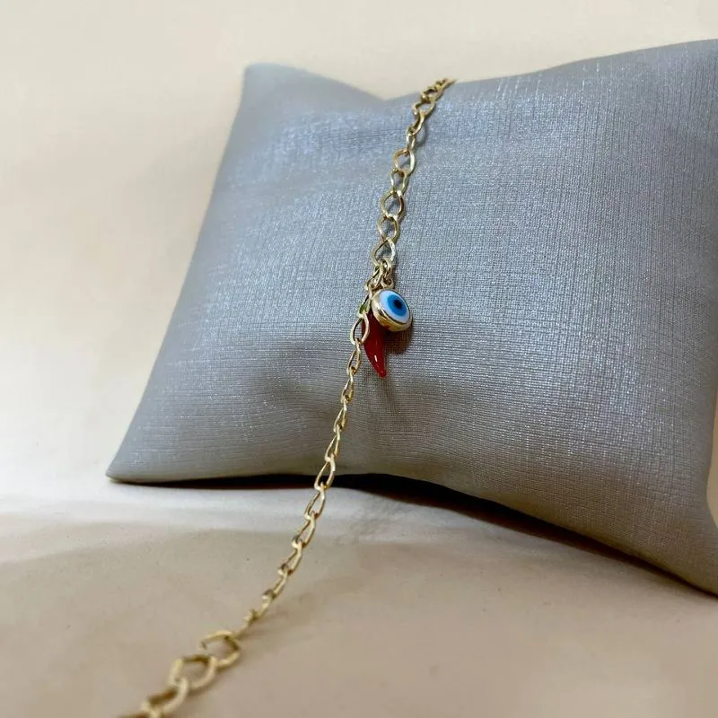 Pulseira Elo Clássico com Pimenta e Olho