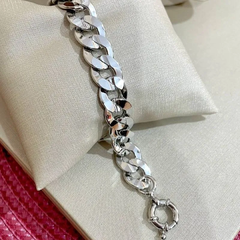 Pulseira Elo Grume Maxi Rodio Branco