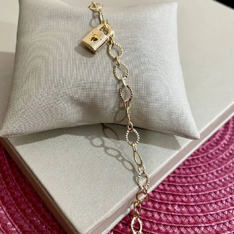 Pulseira Elo Portugues com Cadeado