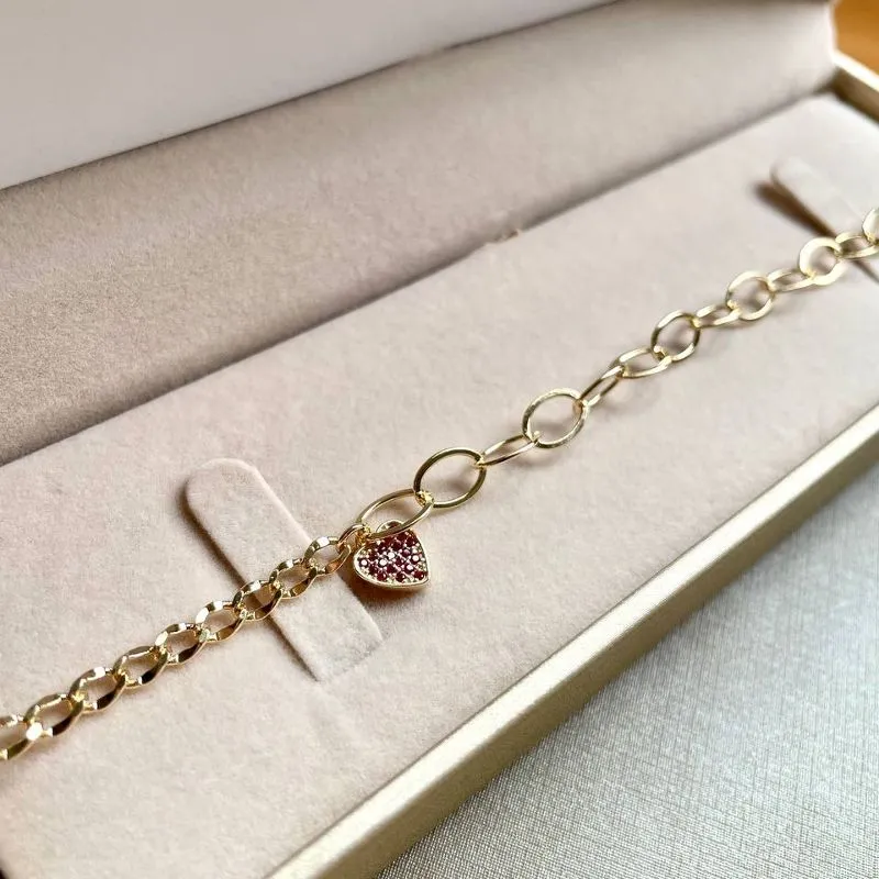 Pulseira Elos com Coração Crav Rosa