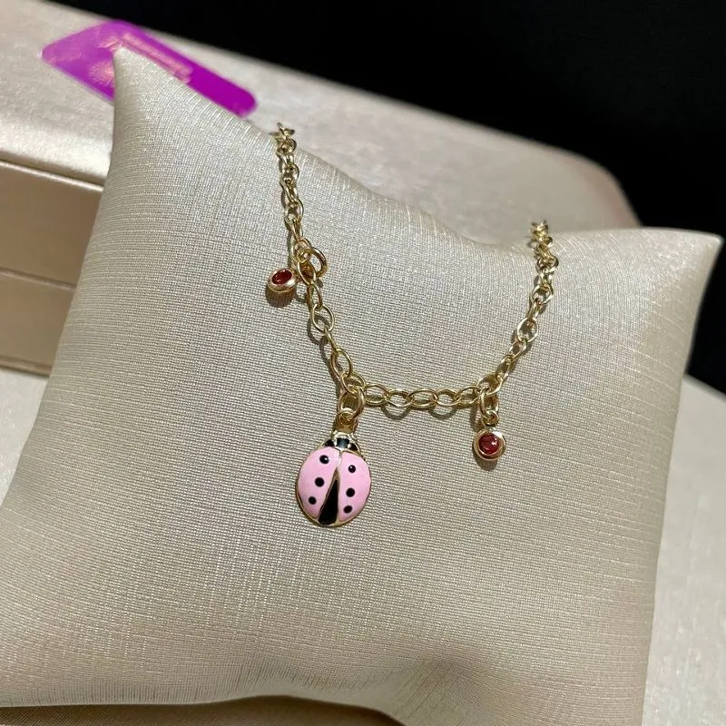 Pulseira Joaninha Rosa
