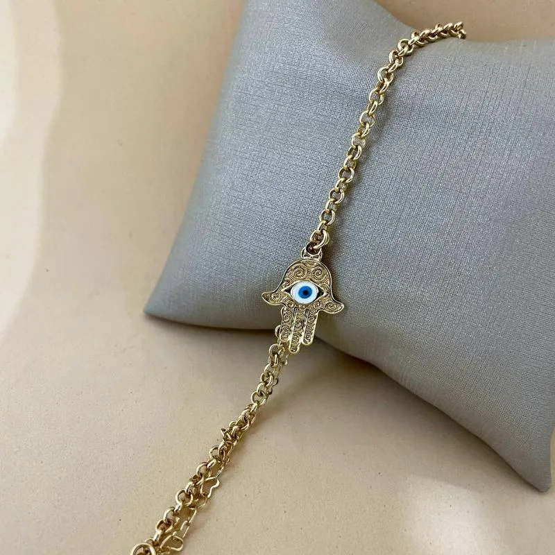 Pulseira Mão de Hamsa Olho Grego