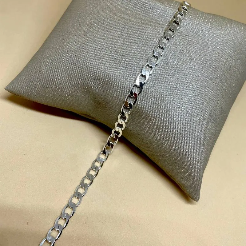 Pulseira Masculina Elo Batido Lisa Prata